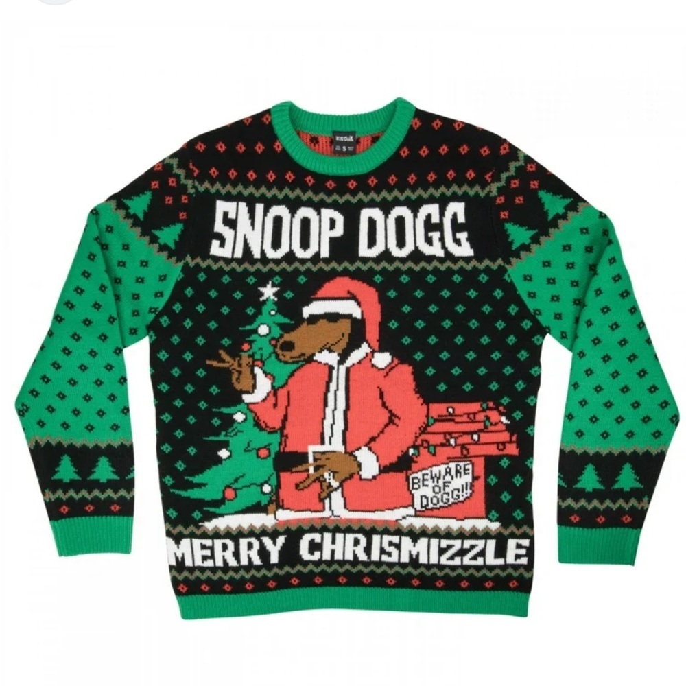 Joe cool Snoop Dog merry chrismizzle funny Christmas sweater size large
